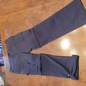 Prana Dark Gray Convertible Hiking Pants, Zip off legs, Cargo Pockets, Size 6
